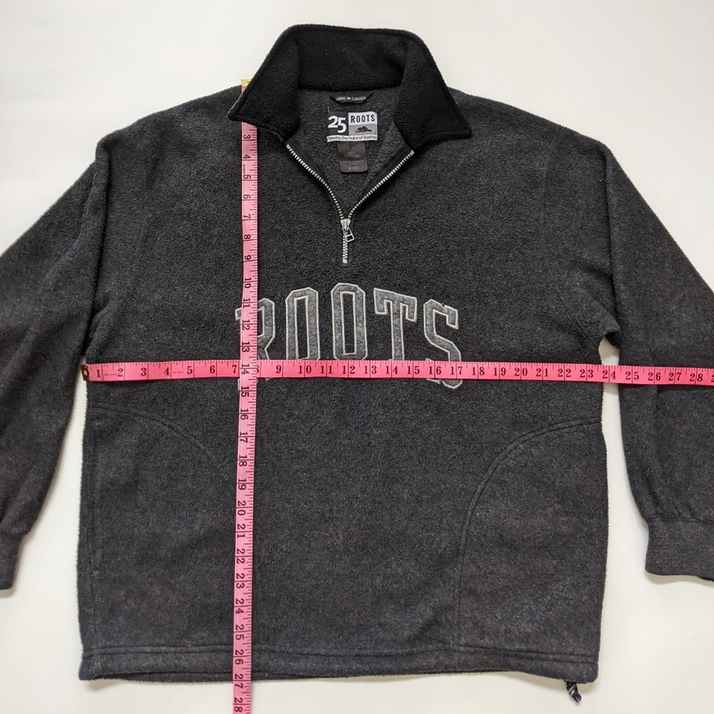Vintage Roots Fleece Embroidered 1/4 ZipBlack Sweater, Men's Oversized Small - Picture 6 of 6